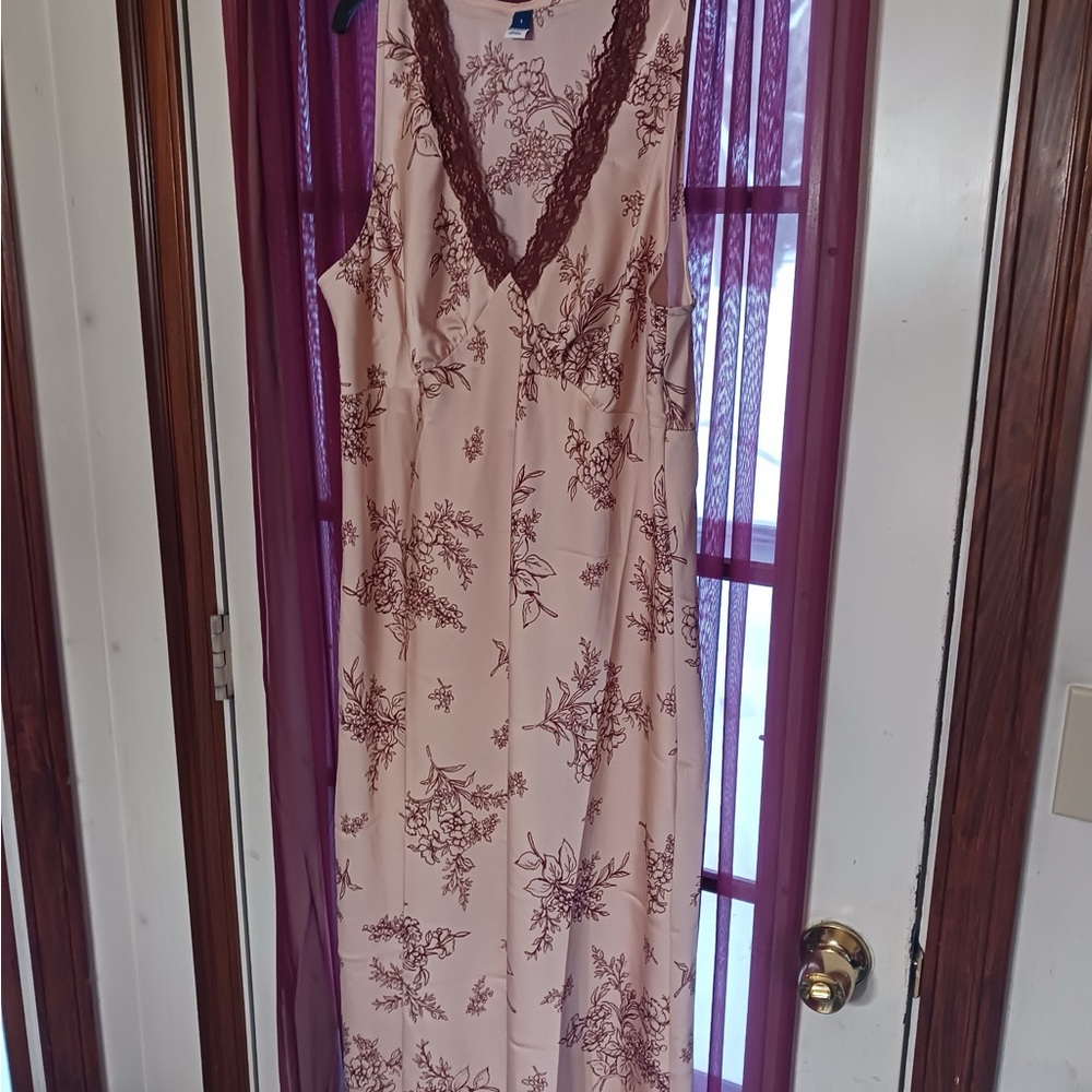 Old Navy Cream and Brown Floral Dress